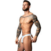 Male Power Marble Print Male Jock Strap White S M Jocks and G-Strings